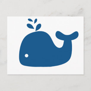 Navy Blue Silhouette Whale Briefkaart