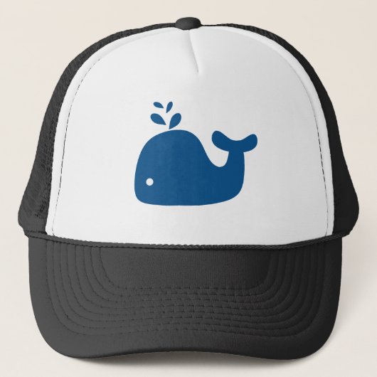Navy Blue Silhouette Whale Trucker Pet (Voorkant)