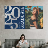 Navy Blue Silver 2025 Afstuderen Foto Afstuderen Spandoek