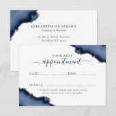 Navy Blue Silver Agaat Glitter Afspraakkaart Kaart (Voorkant / Achterkant)