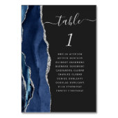 Navy Blue Silver Agate Dark Wedding Kaart (Voorkant)