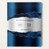Navy blue Silver agate marmer name 2023 Planner (Achterkant)