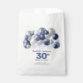 Navy Blue Silver Balloon Glitter Favor Birthday Bedankzakje (Voorkant)