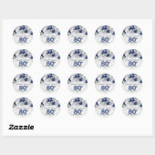 Navy Blue Silver Balloon Glitter Favor Birthday Ronde Sticker (Vel)