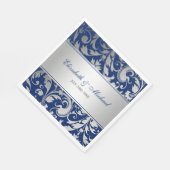 Navy Blue Silver Damask Swirls Wedding Servetten (Hoek)