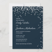 Navy Blue Silver Diamond Confetti Wedding Kaart (Voorkant)