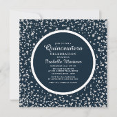 Navy Blue Silver Diamond Glitter Quinceañera Kaart (Voorkant)