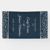 Navy Blue Silver Diamond Glitter Wedding Spandoek (Horizontaal)