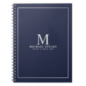 Navy Blue Silver - gepersonaliseerd monogram en na Notitieboek (Voorkant)