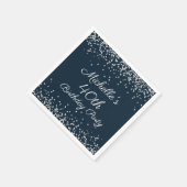 Navy Blue Silver Glitter 40th Birthday Party Servet (Hoek)