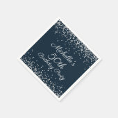 Navy Blue Silver Glitter 50th Birthday Party Servet (Hoek)