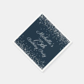 Navy Blue Silver Glitter 75th Birthday Party Servet (Hoek)