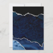 Navy Blue Silver Glitter Agate Geode Wedding Kaart (Achterkant)