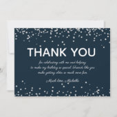 Navy Blue Silver Glitter Birthday Hartelijk dank Bedankkaart (Voorkant)