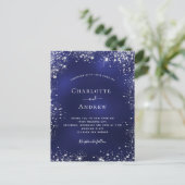 Navy blue Silver Glitter-bruiloft Uitnodiging Briefkaart (Staand voorkant)
