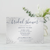 Navy Blue Silver Glitter Confetti Vrijgezellenfees Kaart (Staand voorkant)