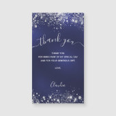 Navy Blue Silver Glitter magnet bedankt (Voorkant)