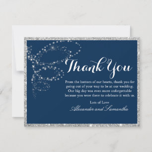 Navy Blue Silver Glitter Snowflake Hartelijk dank