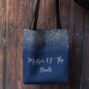 Navy Blue Silver Glitter Wedding Moeder Bride Draagtas