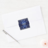 Navy Blue Silver Grey Floral Économisez Le Sticker (Enveloppe)