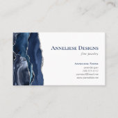 Navy Blue Silver Jewelry Designer Agate Geode  Visitekaartje (Voorkant)