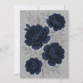 Navy Blue & Silver Leaves Bridal Shower Kaart (Achterkant)