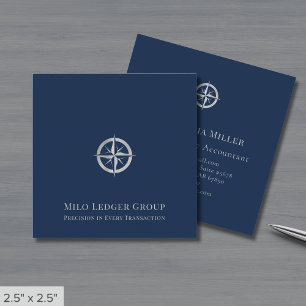 Navy Blue Silver Logo Vierkante Visitekaartje