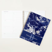 Navy Blue Silver Marble Abstracte Glitter Art Desi Planner (Display)