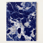 Navy Blue Silver Marble Abstracte Glitter Art Desi Planner (Achterkant)