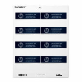 Navy blue Silver modern eenvoudig monogram Etiket (Full Sheet)