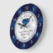 Navy Blue, Silver Personalized Jubileum Clock Grote Klok (Hoek)