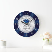 Navy Blue, Silver Personalized Jubileum Clock Grote Klok (Huis)