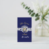 Navy Blue Silver Quinceanera Boho Spaans Informatiekaartje (Staand voorkant)