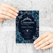 Navy Blue Silver Quinceanera Kaart