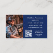 Navy blue Silver Tools home repareert foto QR code Visitekaartje (Achterkant)