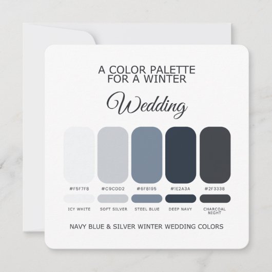 Navy Blue Silver Winter Wedding Palette 2026 Card Kaart (Voorkant)