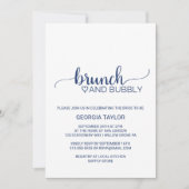 Navy Blue Simple Calligraphy Brunch en Bubble Kaart (Voorkant)