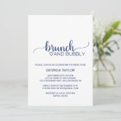 Navy Blue Simple Calligraphy Brunch en Bubble Kaart (Staand voorkant)