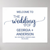 Navy Blue Simple Calligraphy Weddenschap Welcome Poster (Voorkant)