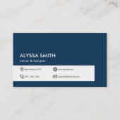 Navy Blue Simple Clean Personalized Custom Modern Visitekaartje (Achterkant)