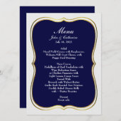 Navy Blue Simple Elegance Wedding Menu (Voorkant / Achterkant)