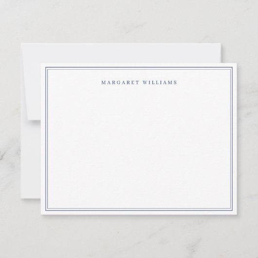 Navy Blue Simple Elegant Formal Full Name Notitiekaartje (Voorkant)