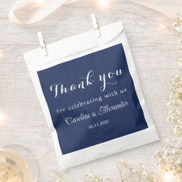 Navy Blue Simple Elegant Modern Wedding Bedankzakje