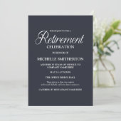 Navy Blue Simple Elegant Retirement Party Kaart (Staand voorkant)