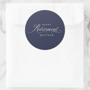 Navy Blue Simple Elegant Retirement Party Ronde Sticker