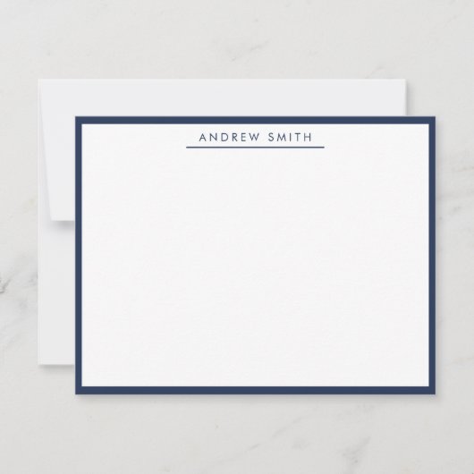 Navy Blue Simple Line Modern Classic minimalist Notitiekaartje (Voorkant)