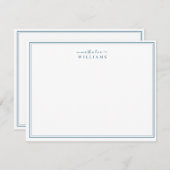 Navy Blue Simple Minimalist Script Monogram Notitiekaartje (Voorkant / Achterkant)