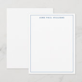 Navy Blue Simple Modern Minimalist Thin Border Notitiekaartje (Voorkant / Achterkant)