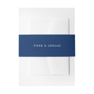 Navy Blue Simple Names Solid Color Wedding Uitnodigingen Wikkel