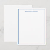 Navy Blue Simple Professional Modern Border Notitiekaartje (Voorkant / Achterkant)